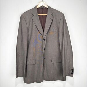 Banana Republic 3 Button Blazer Men 44L Gray‎ Brown Cotton Jacket Sport Coat